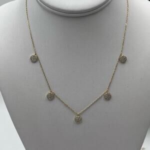 Cubic Zirconia Sterling Silver Vermeil Cluster Disc Dangle Statement‎ Necklace